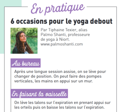 6 occasions pour le yoga debout article presse Palmo Shanti